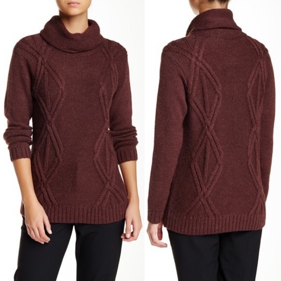 Lafayette 148 Cowl Neck Diamond Cable Knit Sweater - Picture 2 of 8